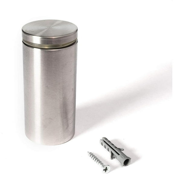 Stainless Steel Standoff 1-1/2 Inch Diameter x 3 Inch Barrel Length Brushed Finish for PVC, Glass and Sign Stand Off Wall Anchors and Screws 4 Piece Pack for Heavy Signs
