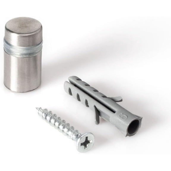 Stainless Steel Standoff 1/2 Inch Diameter x 1/2 Inch Barrel Length Brushed Finish for PVC, Glass and Acrylic Sign Stand Off Wall Anchors and Screws 48 Piece Small Store Pack