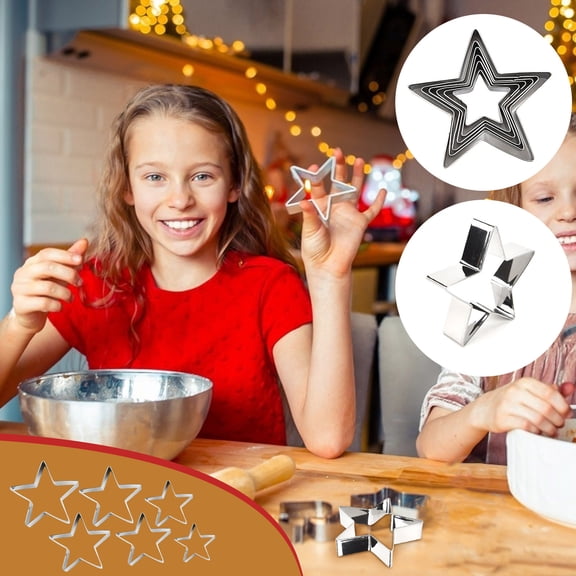 Stainless Steel Star Cutter Set, 6 Pack, 1.4" to 3.3", Nested Sizes for Cookies, Fudge, Bread, Double Sided, Dishwasher Safe, Ideal for Baking, Holiday, Party