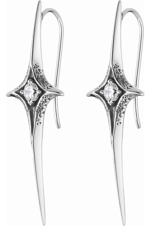 Stainless Steel Star Drop Earrings for Women Gothic Punk Spike Star Earrings