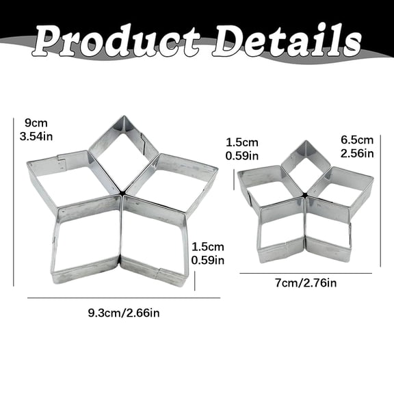 Stainless Steel Star Fruit Cookie Cutter - Large Size Baking Tool for Cookies, Clay, and Crafts