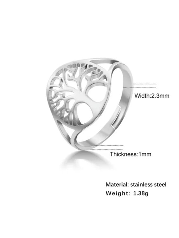 Stainless Steel Statement Ring Tree of Life Womens Band Ring Fashion Jewelry