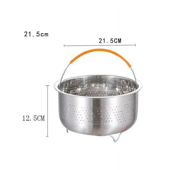 304 Stainless Steel Steamer Basket Insert for Pressure Cooker Pots with Heat Resistant Silicone Handle Vegetable Dumpling Egg Strainer for Rice Cooker Kitchen Silver