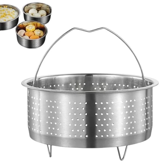 Generic Stainless Steel Steamer Basket with Handle, Vegetable and Fruit Steaming Rack Insert for Pots, Silver