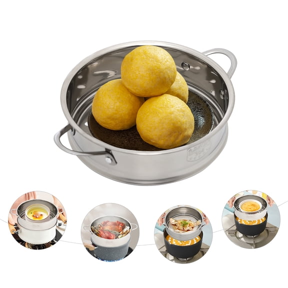 Stainless Steel Steamer Insert, 6.3in Non-Stick Steaming Basket with Anti-Scald Handle for Kitchen Camping RV