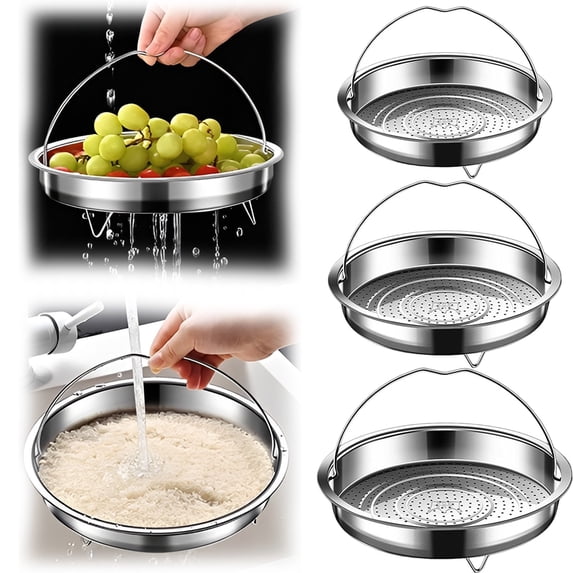 Stainless Steel Steamer Insert with Handle, Replacement Vegetable Steaming Basket for Pots, 24x6.4cm