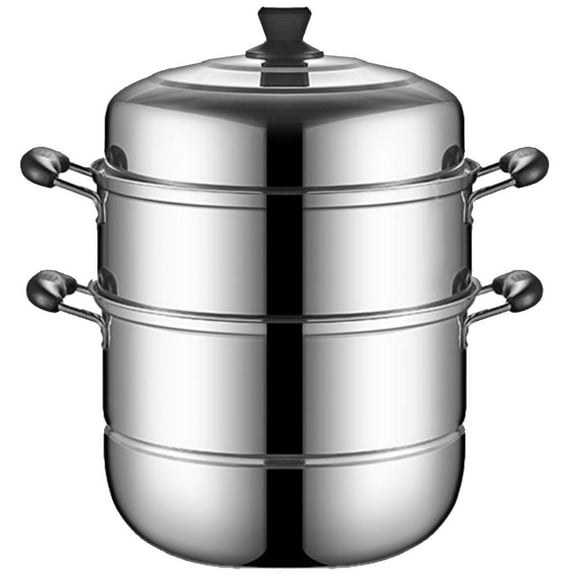 Stainless Steel Steamer Pot with Heat Resistant Handle Multi Layer Cookware with Steam Rack Kitchen Cooking Accessories