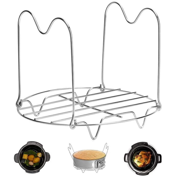 Stainless Steel Steamer Rack Trivet with Handles, Compatible with 6/8 Quart Electric Pressure Cookers, Multi-Purpose Steam Rack for Cooking & Baking