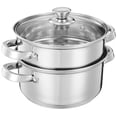 thumbnail image 1 of Stainless Steel Steamer with Glass Lid | Induction Base | Modak, Momo Maker | 17 x 22 x 22.4 Cm | 2L, 1 of 6