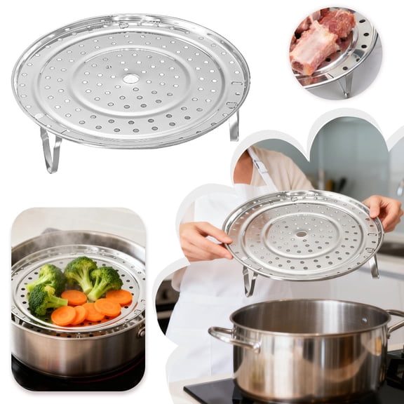 Stainless Steel Steamer with Lid Durable Kitchen Cookware for Steaming Dishes Steam Rack for Boiling and Reheating