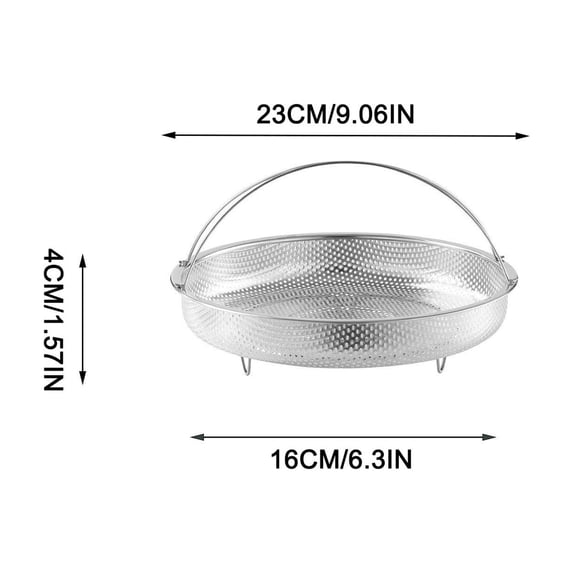 Stainless Steel Steaming Basket Fine Mesh Strainer Multi Purpose Draining Rack with Folding Handles for Cooking Vegetables Rice Dumplings Kitchen Colander
