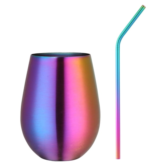 Stainless Steel Stemless Wine Glass Setongmies Outdoor Portable Wine Tumbler for The Pool, Camping,Cookouts, Unbreakable, Metal Drinking Tumblers