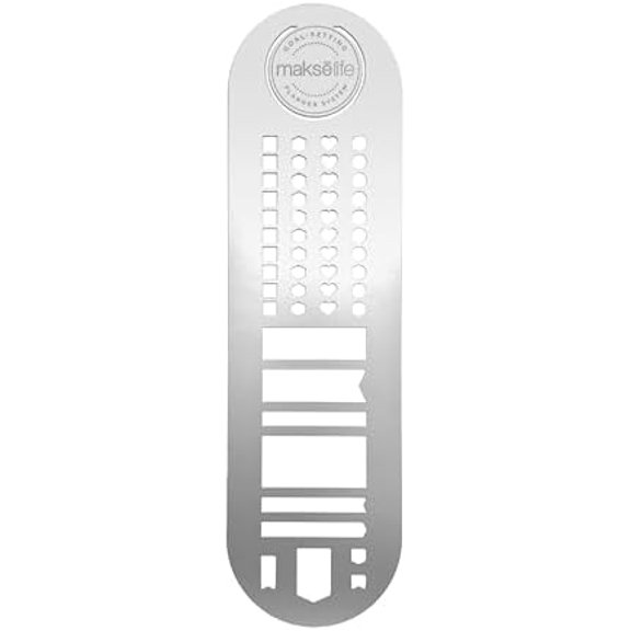 Stainless Steel Stencil Bookmark for Planners and Journals - Metal A5 Planner Stencil, 14 Unique Shapes for Habit Tracker, Lists & Layouts, Multi-Functional Journal Accessory$$Office