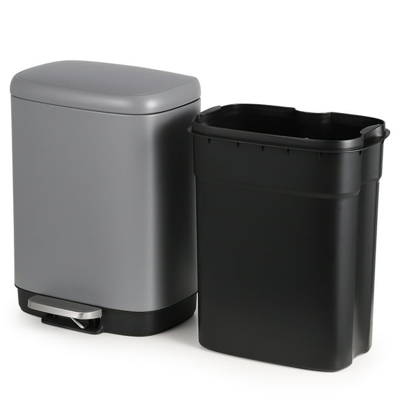 Stainless Steel Step Trash Can 12L/3.2 Gallon - Soft-Close Lid, Removable Inner Bucket, Fingerprint Resistant - Versatile Indoor Waste & Recycling Bin for Kitchen, Bathroom