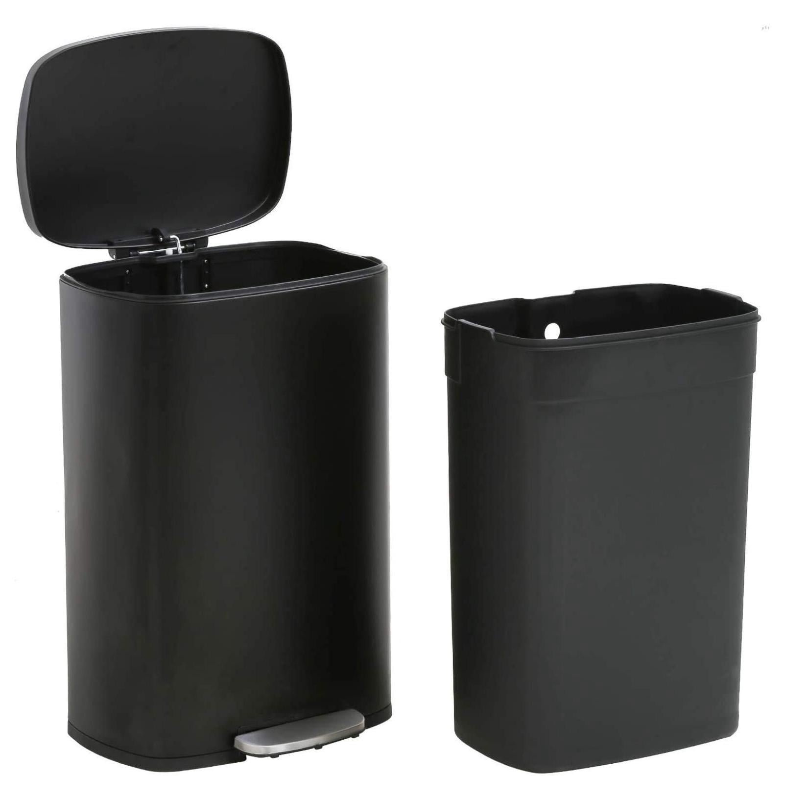 Stainless Steel Step Trash Can 13 Gallon Metal Trash Can with Lid Large