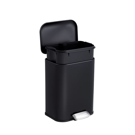 Stainless Steel Step Trash Can with Soft Close Lid, Fingerprint Proof Indoor Trash Bin with Removable Inner Bucket.