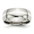 thumbnail image 1 of Stainless Steel Sterling Silver Inlay 8mm Polished Band, 1 of 6