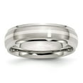 thumbnail image 1 of Stainless Steel Sterling Silver Inlay Ridged Edge Brushed and Polished Band, 1 of 6