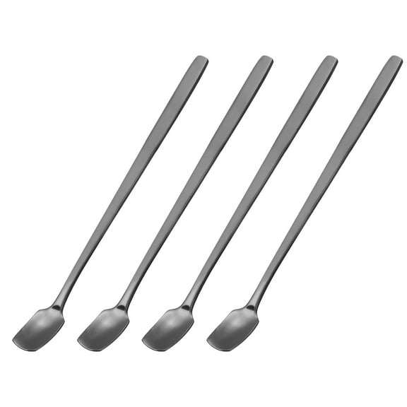 Stainless Steel Stirring Spoon, 4Pack 6-Inch Square Spoons Coffee Spoons for Party(Black)