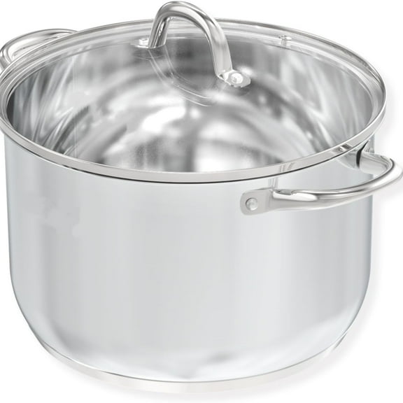 Stainless Steel Stock Pot - 11 Quart Heavy-Duty Induction Cooking Pot with Visible Lid for Pasta, Soup, Spaghetti - Nonstick Thick-Bottom Deep Stockpot for Canning, Boiling, and Simmering