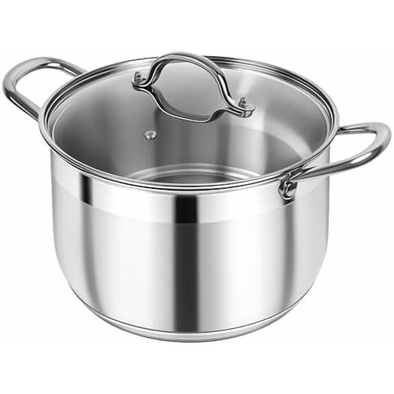 Stainless Steel Stock Pot - 12 Quart Heavy Duty Stock Cooking Pot with Visible Lid for Pasta, Soup, Spaghetti, Nonstick Thick Bottom Big Stockpot, Cookware for Canning, Boiling, Simmer