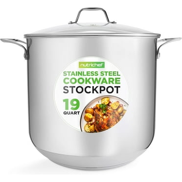 Stainless Steel Stock Pot-18/8 Food Grade Heavy Duty Induction-Large, Stew, Simmering, Soup See Through Lid, Dishwasher Safe NCSP16, 15 Quart Pot