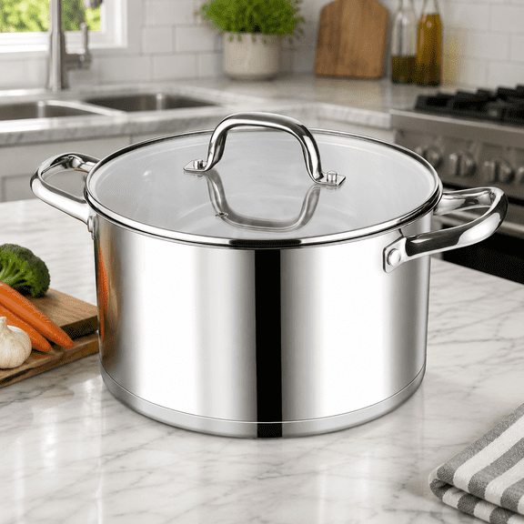 Stainless Steel Stock Pot, 8 QT Large Soup Pot for Home Kitchen