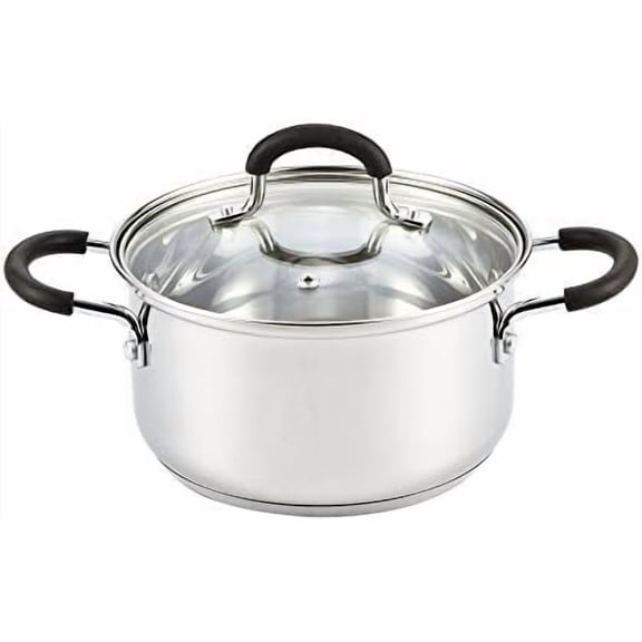 Stainless Steel Stock Pot with Lid 3 Quart, Cooking Sauce Pot Casserole Pan Saucier, Induction Compatible, Dishwasher Safe With Stay-Cool Handles, Silver