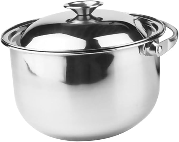 Serenk Stainless Steel Stock Pot - 9.45 Inch (24cm) Large Soup Pot With Lid, Induction Compatible, Professional Kitchen Pot