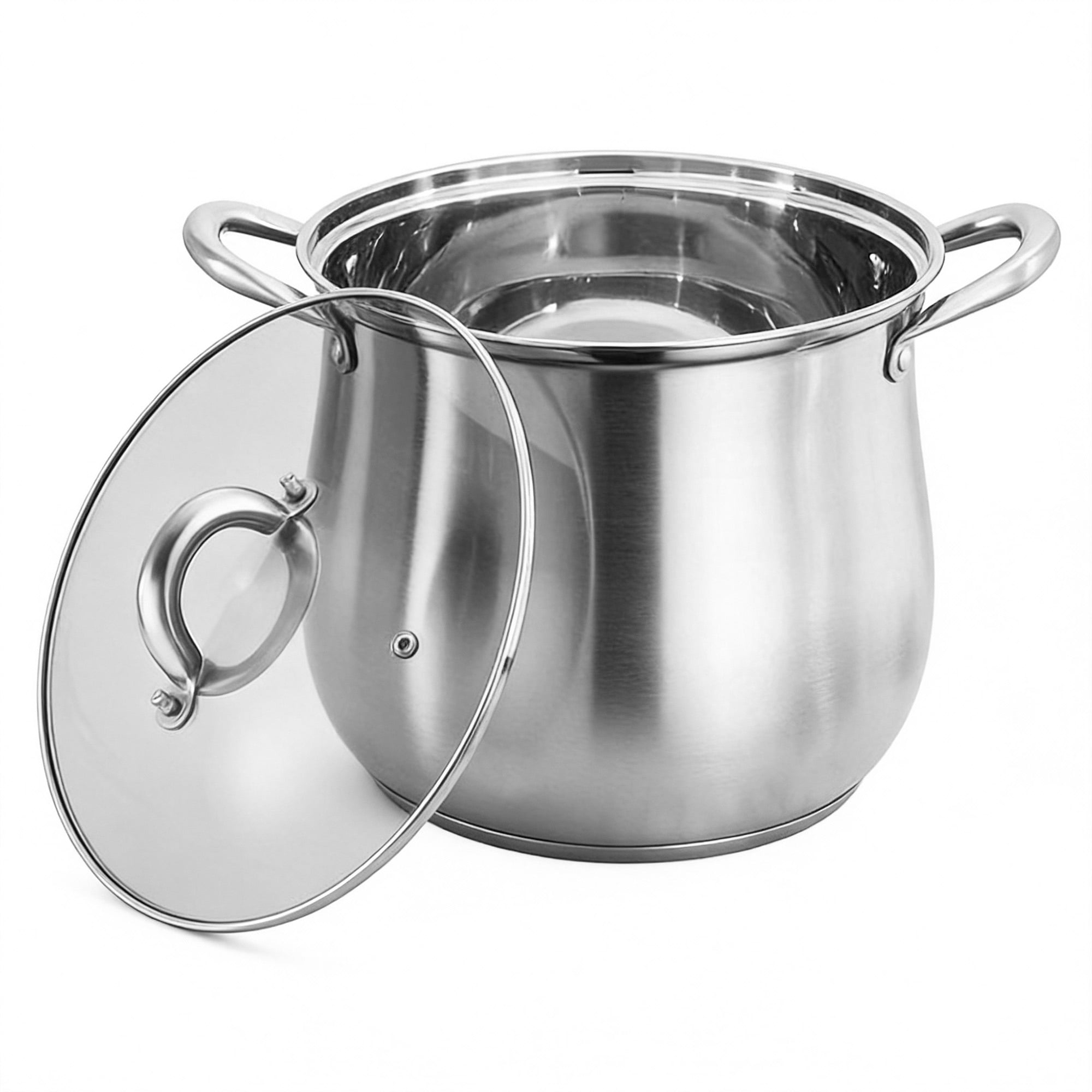 GARITIN Stainless Steel Stock Pot, 8 Quart Induction Cookware with Glass Lid, Nonstick Cooking Pot for Pasta Soup Canning Boiling Simmering