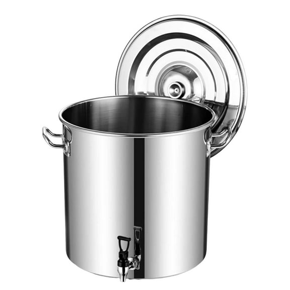 Stainless Steel Stock Pot with Lid,Round Soup Stockpot with Spigot, Large Slow Cooker,Milk Can for Home Restaurant Hotel