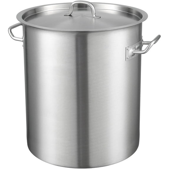 Stainless Steel Stockpot 42 Quart, Large Cookware Pot with Lid, Heavy Duty Stock Pot for Cooking, Commercial Grade, Induction Compatible, Silver