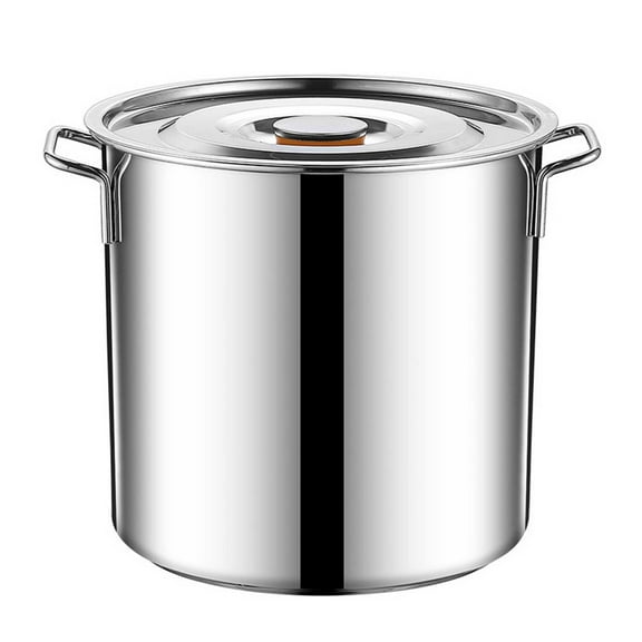 Stainless Steel Stockpot Deep Cooking Pot with Lid,Large Soup Pot for Cooking,Versatile Cookware Round Barrel Simmer Pot for Canteens Simmering Cooking