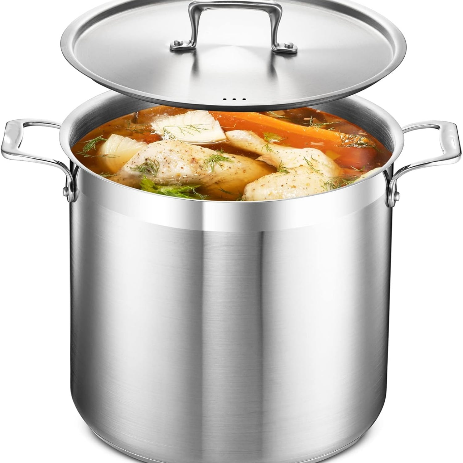 Stainless Steel Stockpot with Lid 16 Quart, Durable 18/8 Stainless ...