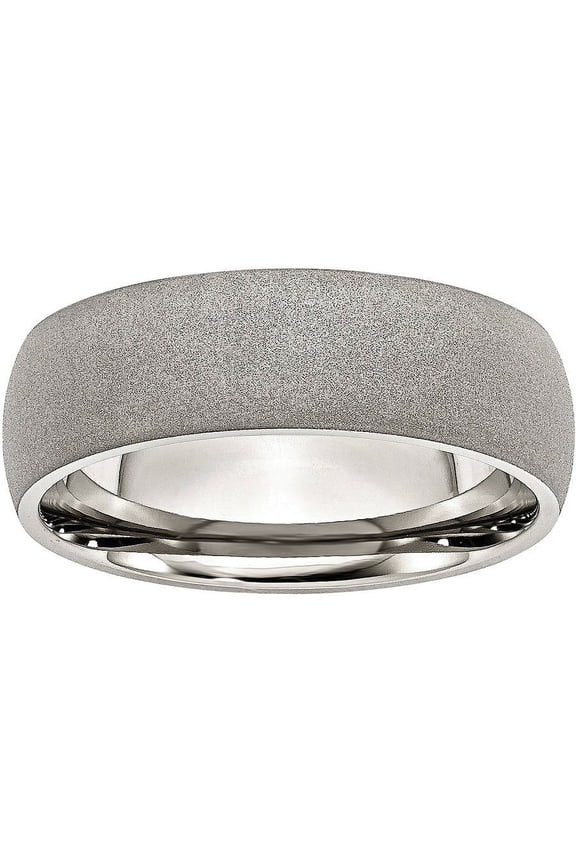 Stainless Steel Stone Finish 7mm Band
