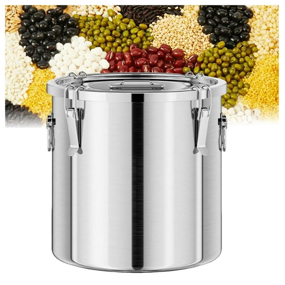 Stainless Steel Storage Box with Lids and Sturdy Locking Clamp,Bucket Food Storage Containers Airtight,Airtight Grain and Cereal Container, Kitchen Bucket