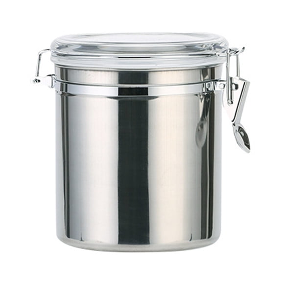 Stainless Steel Storage Container with Lids Airtight Tea Container Stainless Steel Kitchen Sealing Fresh Jar Food Storage Container for Sugar Tea Coffee Beans Canister with Clear Lid and Locking Clam