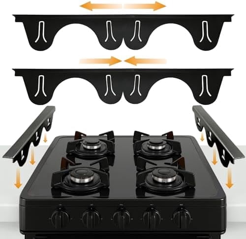 Stainless Steel Stove Gap Covers (2 Pack) Adjustable Length 13.8" to 27.5" Stove Gap Covers Stainless Steel, Steel Adjustable Stove Gap Covers, Counter, Oven & Stove Gap Filler