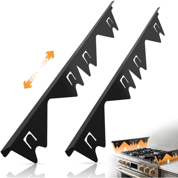 Stainless Steel Stove Gap Covers (2PCS), Stove Gap Filler for Kitchen Oven Counter Side Gap, Range Trim Kit, Easy Clean and Heat Resistant, Adjustable Length 13.8" to 27.5" 1