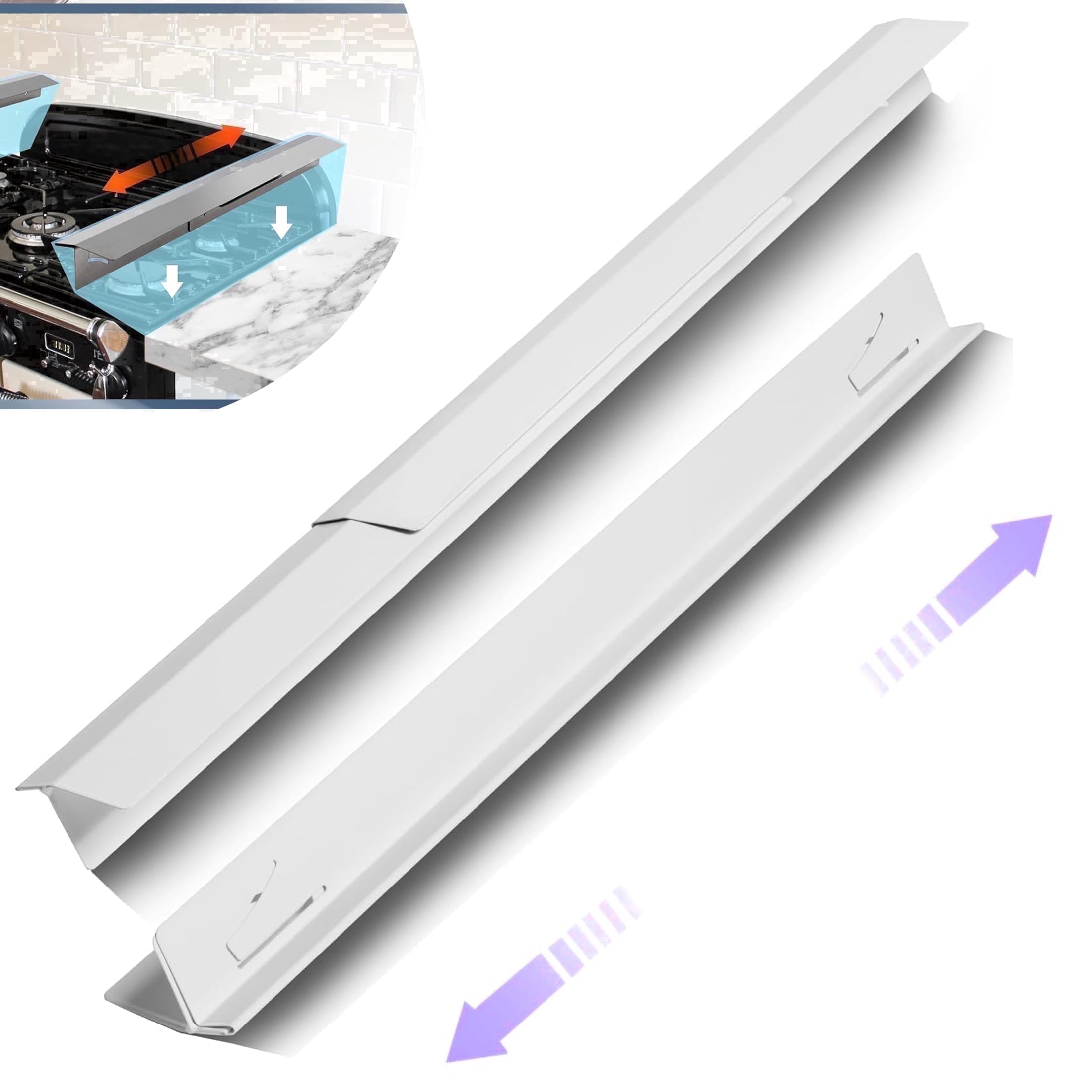 Stainless Steel Stove Gap Covers, T Shaped Stove Gap Filler for Kitchen Stove and Countertop Length 13.8" to 27.6" -2 Pack