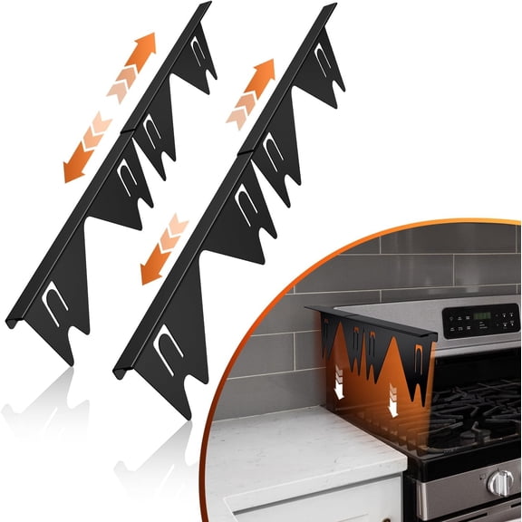 Stainless Steel Stove Gap Covers, Stove Gap Filler, Extendable Stove Gap Covers, Oven Gap Filler, Stove Gap Filler for Electric Stove, Heat Resistant, Adjustable 13.8"-27.5", Width 0.79",Black (2PCS)