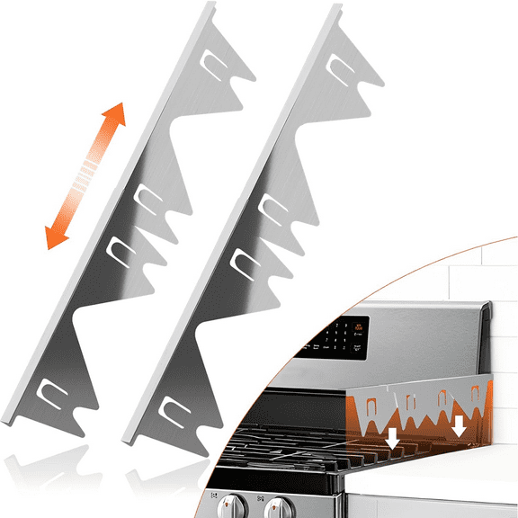 Stainless Steel Stove Gap Covers Stove Gap Filler Range Trim Kit Stove Guard for Kitchen Oven Gap Between Stovetop and Counter Easy Clean Heat Resistant Adjustable Length 13.8'' to 27.5''Silver