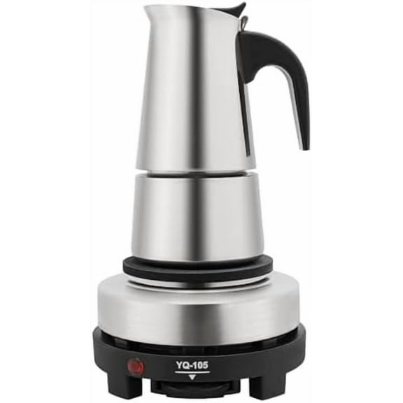 Stainless Steel Stovetop Espresso Maker, 4 Cups Moka Pot Induction Espresso Pot, 500W Italian Coffee Maker Percolator, Stainless Steel Espresso Pots