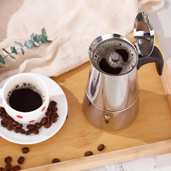 Stainless Steel Stovetop Moka Pot Espresso Maker, Multi Sizes Available, Classic Induction Coffee Brewer for Italian Cuban Greek Coffee, Max 600ml Capacity