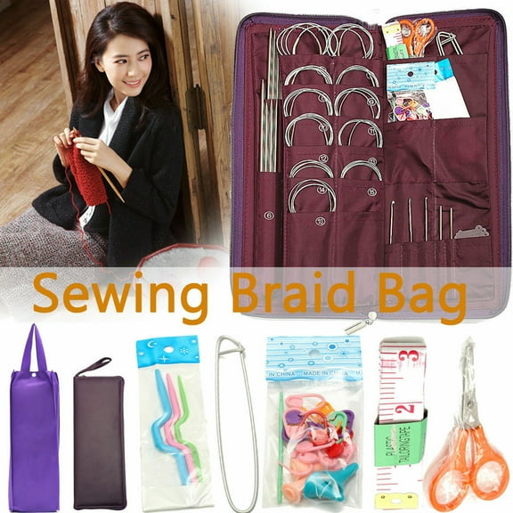 Stainless Steel Straight Circular Knitting Needles Crochet Hook Weave Sewing Kit