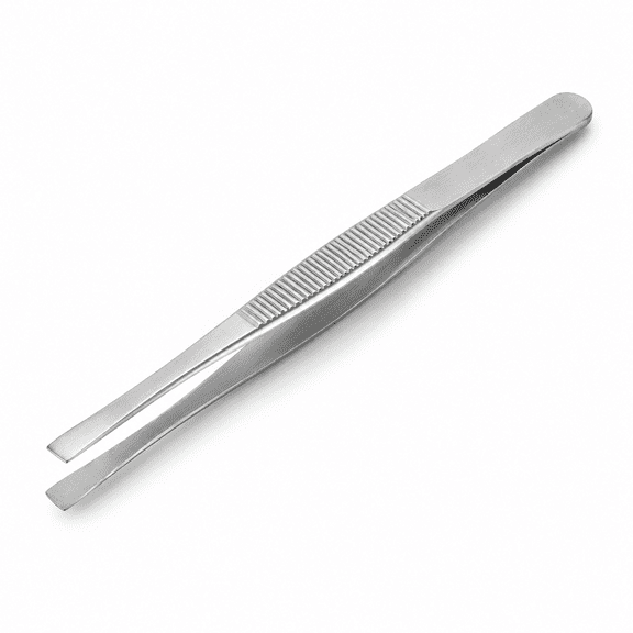 Stainless Steel Straight Flat Broad Tip Lab Forceps, 4.75 Inches