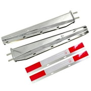 Stainless Steel Straight Spring Loaded Mud Flap Hanger Set 2.5 Bolt Spacing 30 Length with Aluminum Reflective Tapes fit for Semi Trucks, 2 pcs
