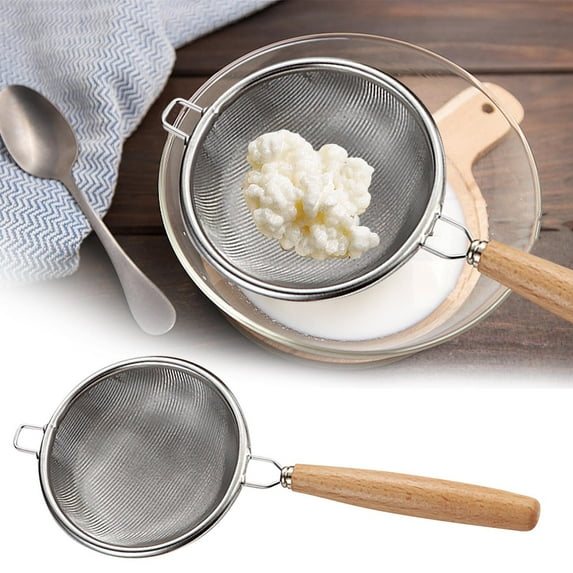 Stainless Steel Strainer under $5! Xqxayjr Stainless Steel Kitchen Strainer, 304 Metal Mesh Strainer with Wood Handle, Fine Mesh Sieve for Cooking Baking, Oil Filter Strainer for Deep Frying