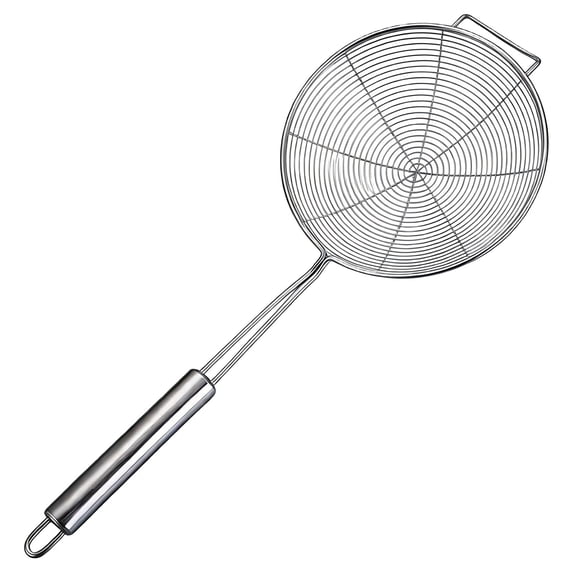 Stainless Steel Strainer 7.1In with Hanging Ear Mesh, Mesh Colander for Kitchen Cooking, Cooking Frying Draining, Pasta Vegetable Filter, A Stainless Steel Strainer