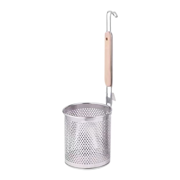 Stainless Steel Strainer With Wooden Handle Fine Mesh Food Strainer For Pasta Ravioli Kitchen Tool Silver 33x9.5cm